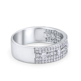 Wedding Band Eternity Ring Round Princess Cut Round CZ 925 Sterling Silver