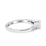 Petite Dainty Wedding Ring Round Simulated Cubic Zirconia 925 Sterling Silver
