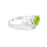 Heart Filigree Thumb Ring Round Simulated Peridot CZ 925 Sterling Silver