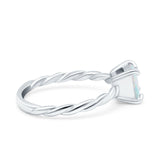 Solitaire Accent Twisted Fashion Ring Princess Lab Created White Opal 925 Sterling Silver