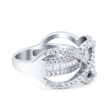 Princess Cut Infinity Twisted Wedding Ring Simulated Cubic Zirconia 925 Sterling Silver