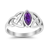 Celtic Bezel Marquise Solitaire Ring Simulated Amethyst CZ 925 Sterling Silver