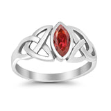 Celtic Bezel Marquise Solitaire Ring Simulated Garnet CZ 925 Sterling Silver