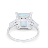 Princess Cut Baguette Wedding Ring Lab Created White Opal 925 Sterling Silver