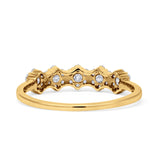 Art Deco Cluster Diamond Wedding Band 10K Yellow Gold 0.39ct Wholesale