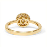 Halo Diamond Ring Round And Baguette 10K Yellow Gold 0.20ct Wholesale