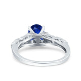 Art Deco Oval Engagement Simulated Blue Sapphire CZ 925 Sterling Silver
