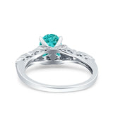 Art Deco Oval Engagement Simulated Paraiba Tourmaline CZ 925 Sterling Silver