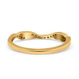14K Yellow Gold Half Eternity Criss Cross Band Wedding Ring Round Simulated CZ Size-7