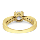 14K Yellow Gold Vintage Style Engagement Ring Round Cubic Zirconia Wholesale
