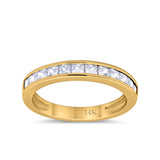 14K Yellow Gold Art Deco Half Eternity Band Wedding Engagement Ring Simulated CZ Size 7
