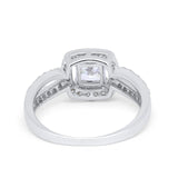 14K White Gold Dazzling Split Shank Simulated Cubic Zirconi Wedding Engagement Ring Size 7