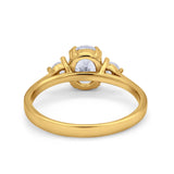 14K Yellow Gold Three Stone Oval Simulated Cubic Zirconia Engagement Ring