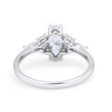 14K White Gold Vintage Style Marquise Bridal Simulated CZ Wedding Engagement Ring Size 7