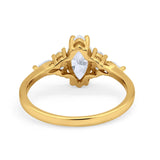 14K Yellow Gold Vintage Style Marquise Bridal Simulated CZ Wedding Engagement Ring