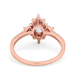 14K Rose Gold Vintage Halo Oval Simulated CZ Wedding Engagement Ring Size 7