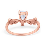 14K Rose Gold Chevron Midi V Style Teardrop Pear Cubic Zirconia Engagement Ring Wholesale