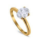 14K Yellow Gold Cathedral Oval Bridal Simulated CZ Wedding Engagement Ring