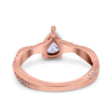 14K Rose Gold Art Deco Pear Twisted Bridal Simulated CZ Wedding Engagement Ring Size 7
