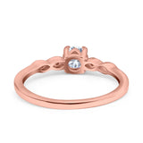 14K Rose Gold Petite Dainty Round Bridal Simulated CZ Wedding Engagement Ring Size 7