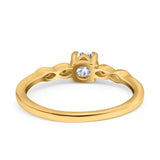 14K Yellow Gold Petite Dainty Round Bridal Simulated CZ Wedding Engagement Ring Size 7