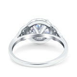 14K White Gold Celtic Halo Art Deco Round Simulated CZ Wedding Engagement Ring Size 7