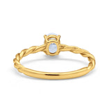 14K Yellow Gold Solitaire Twisted Oval Simulated CZ Wedding Engagement Ring Size 7