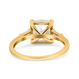 14K Yellow Gold Cushion Cut Art Deco Bridal Baguette Simulated CZ Wedding Engagement Ring Size 7