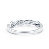 14K White Gold Half Eternity Rope Ring Wedding Engagement Band Round Pave Simulated CZ Size 7
