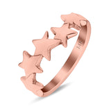 14K Rose Gold Stars Sideways Band Solid Wedding Engagement Ring Size 7