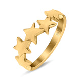 14K Yellow Gold Stars Sideways Band Solid Wedding Engagement Ring