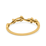 14K Yellow Gold Vines Band Solid Half Eternity Wedding Engagement Ring Size 7
