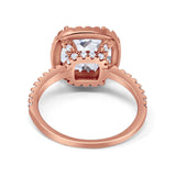 14K Rose Gold Halo Cushion Bridal Simulated CZ Wedding Engagement Ring Size 7