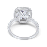 14K White Gold Halo Cushion Bridal Simulated CZ Wedding Engagement Ring Size 7