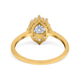 14K Yellow Gold Halo Vintage Round Bridal Simulated CZ Wedding Engagement Ring Size 7