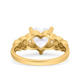 14K Yellow Gold Accent Heart Promise Ring Bridal Simulated CZ Wedding Engagement Ring Size 7