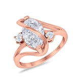 14K Rose Gold Swirl Fashion Marquise Bridal Simulated CZ Wedding Engagement Ring Size 7