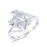 14K White Gold Swirl Fashion Marquise Bridal Simulated CZ Wedding Engagement Ring Size 7