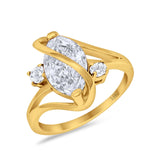 14K Yellow Gold Swirl Fashion Marquise Bridal Simulated CZ Wedding Engagement Ring Size 7