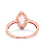 14K Rose Gold Art Deco Vintage Marquise Solid Bridal Simulated CZ Wedding Engagement Ring Size 7