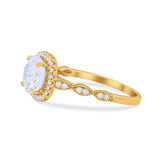 14K Yellow Gold Round Art Deco Bridal Simulated CZ Wedding Engagement Ring Size 7