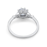 14K White Gold Round Art Deco Fashion Bridal Simulated CZ Wedding Engagement Ring Size 7