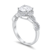 14K White Gold Halo Infinity Round Bridal Simulated CZ Wedding Engagement Ring Size 7