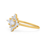 14K Yellow Gold Cluster Round Bridal Simulated CZ Wedding Engagement Ring Size 7