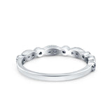 14K White Gold 0.18ct Diamond Round Art Deco Half Eternity Band Engagement Ring Size 6.5