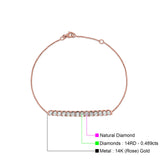 14K Rose Gold 0.498ct Diamond Bar Bracelet Solid 30mm G SI Natural Diamond Engagement Wedding Bracelets