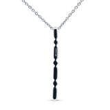 14K White Gold 0.08ct Diamond Drop Vertical Bar Pendant Chain Necklace 18" Long Wholesale