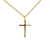 14K Yellow Gold 0.05ct Diamond Cross Pendant Necklace 18" Long Wholesale