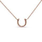 14K Rose Gold 0.06ct Diamond Horseshoe Pendant Necklace 18" Long Wholesale