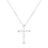 Diamond Cross Pendant Necklace 14K White Gold 0.26ct Wholesale